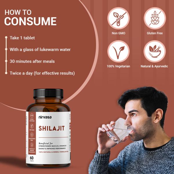 Nirvasa Shilajit Tablet (Pack of 2 x 60's) 1's - General Health