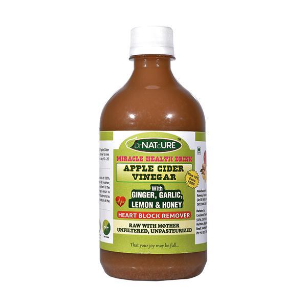 Drnatcure Apple Cider Vinegar Blended with Ginger, Garlic, Lemon, Honey (Heartcare) 500 ml - Apple Cider Vinegars