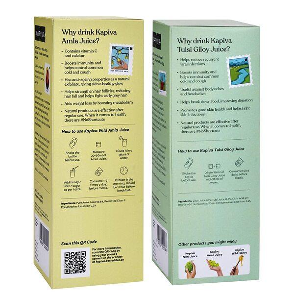 Kapiva Wild Amla Juice 1 Litre + Wild Tulsi Giloy Juice 1 litre - Ayurvedic Juices