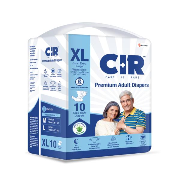 Netmeds | CIR Premium Adult Diapers - Tape (XL) 10's