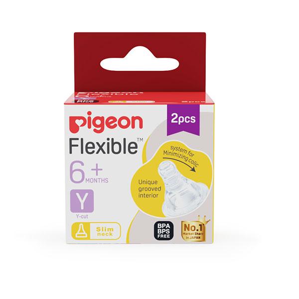 Pigeon Flexible Slim Neck Y Cut 6+ Months Peristaltic Nipple 2's