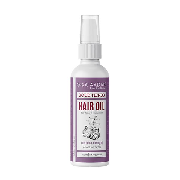 Netmeds | AADAR Good Herbs Hair Repair & Nourishment Hair Oil - Red Onion & Bhringaraj 100 ml