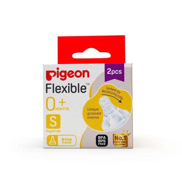 Pigeon Flexible Slim Neck Round Hole 0+ Months Peristaltic Nipple (S) 2's