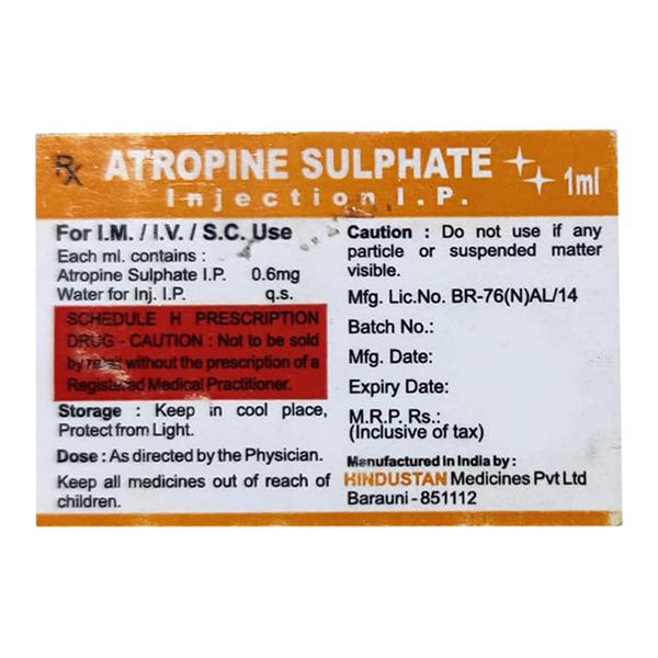 Netmeds | ATROPINE SULPHATE (HINDUSTAN) Injection 1ml