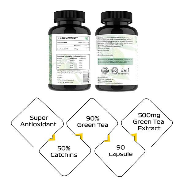 Vitaminhaat Green Tea Pro-Series 500 mg Veg Capsule 90's - Weight Loss