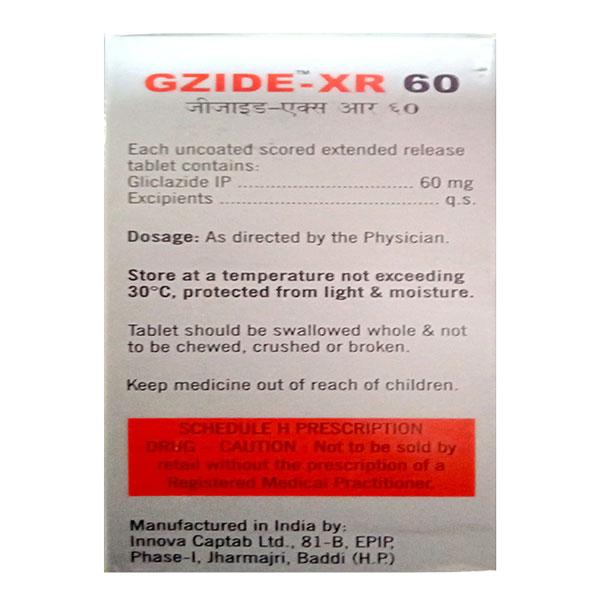Gzide XR 60mg Tablet 10'S - Diabetes-Ant