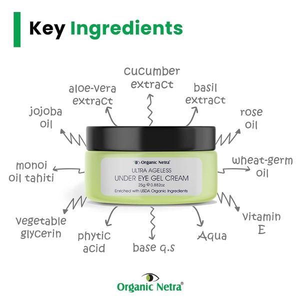 Organic Netra Ultra Ageless Under Eye Gel Cream 25 gm - Personal Care (Ayush)