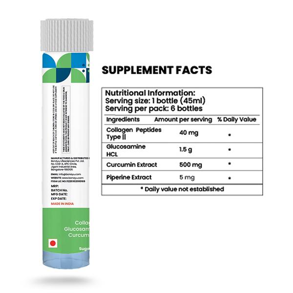 BonAyu All Natural Type - II Collagen Shot (Pack of 6 x 45 ml) - Multi-Vitamins