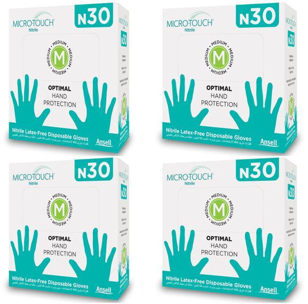 Netmeds | Ansell Micro Touch Disposable Gloves N-30 (Medium) (Pack of 4)