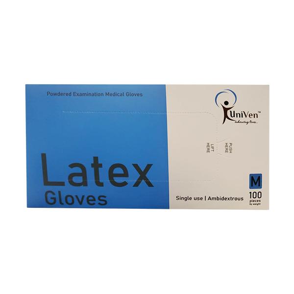 UniVen Latex Gloves (M) 100's - Gloves - S