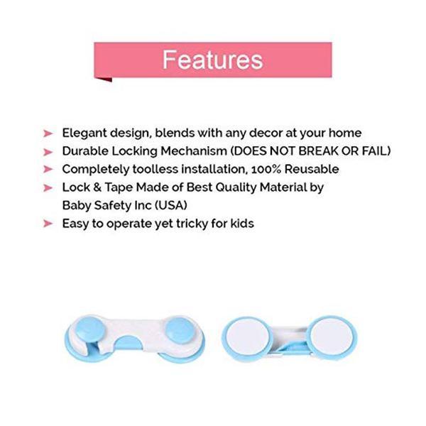 Baby Safety Inc Safe-O-Kid - Easy to Use, Dotted with Smiley Ends Child Proof Cabinet Lock - Baby Safety