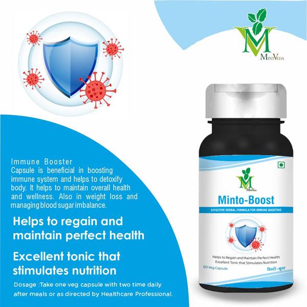 Mint Veda Minto-Boost Veg Capsule 60's - Herbal Dietary Supplement