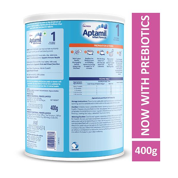 Aptamil Infant Formula Stage 1 (0 to 6 months) Powder 400 gm (Tin) - Baby And Infant Supplements