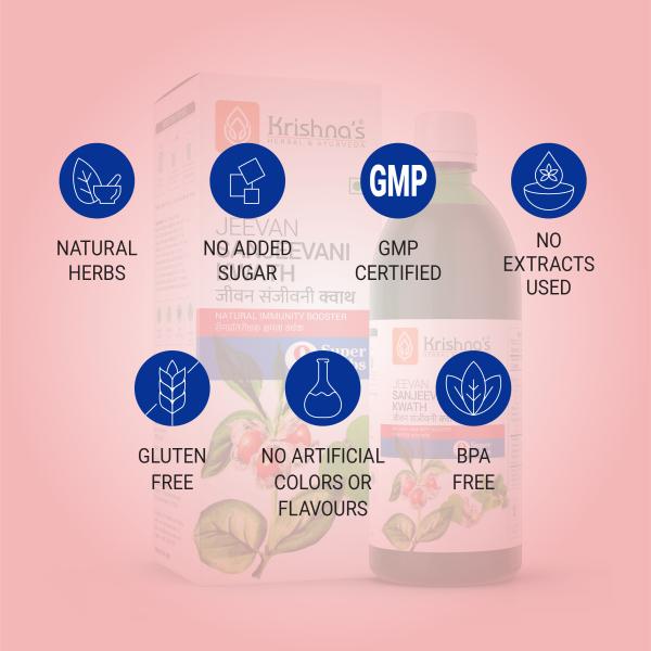 Krishna's Herbal & Ayurveda Jeevan Sanjeevani Kwath 1000 ml - Ayurvedic Juices