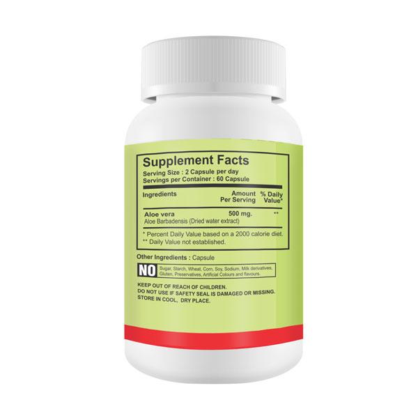 Bhumija Lifesciences Aloe Vera 500 mg Capsule (Pack of 3 x 60's) - Herbal Dietary Supplement