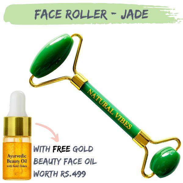 Natural Vibes Jade Face Roller (Free Ayurvedic Beauty Oil Worth Rs. 499) 1's - Toners