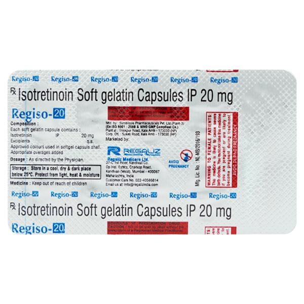 REGISO 20mg Capsule 10's - Acne-Acn
