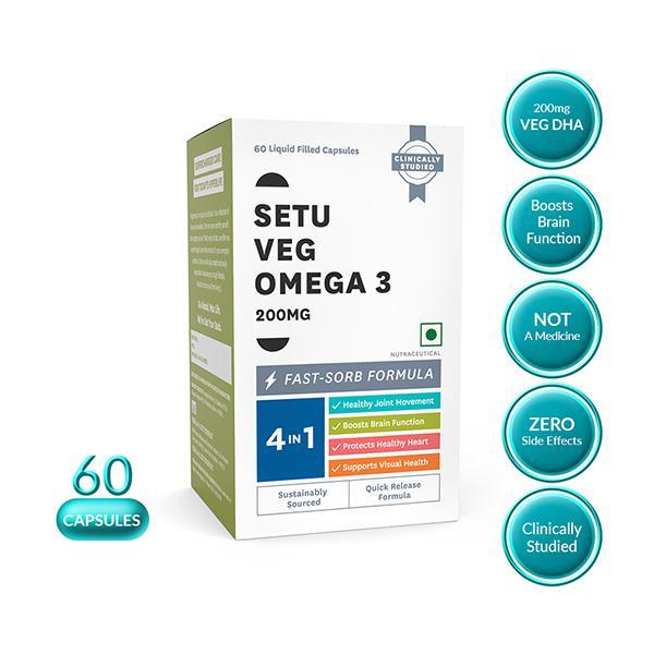 Setu Veg Omega 3 200 mg Liquid Filled Capsule 60's - Omega Fish Oil Fatty Acids
