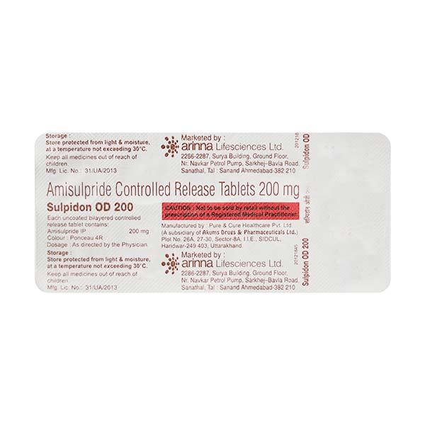 Sulpidon OD 200mg Tablet 10'S - Schizophrenia-Aps