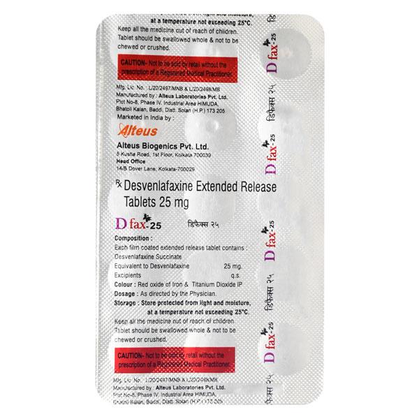 D FAX 25 Tablet 15's - Depression-Ant