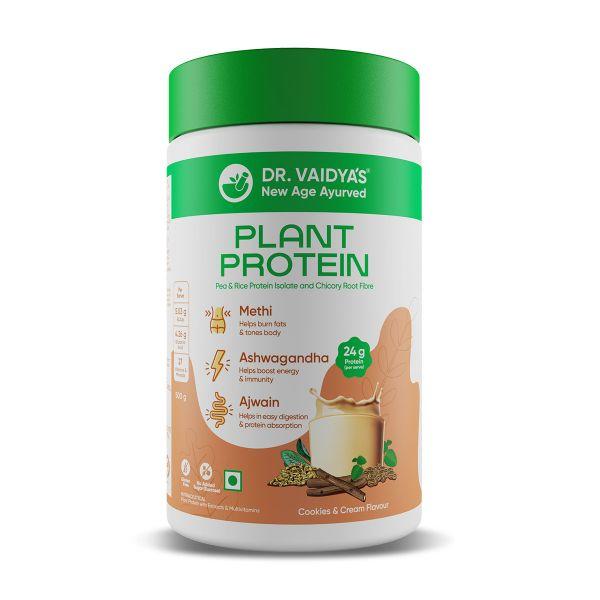 Dr. Vaidya's Plant Protein Powder - Cookies and Cream 500 gm - Protein Drink