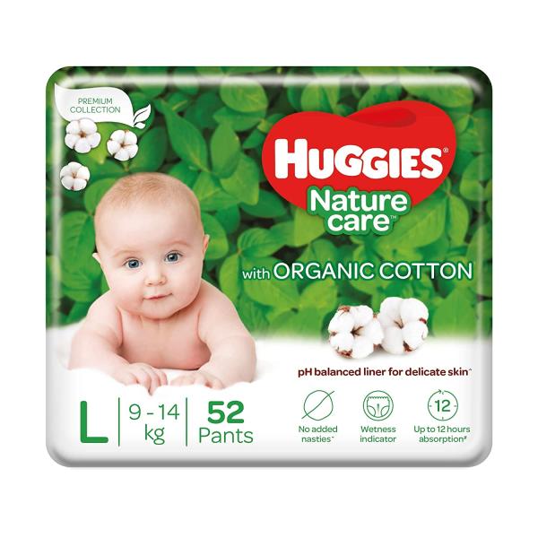 Huggies Nature Care Organic Cotton Diaper Pants (L) (Pack of 2 x 52's) - Diapers & Wipes