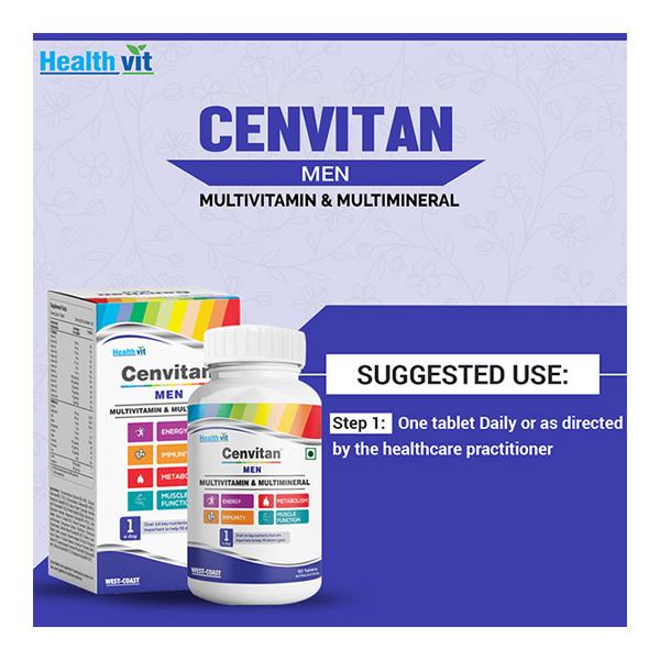 HealthVit Cenvitan Men (Multivitamin & Multimineral) Tablet 60's - Multi-Vitamins
