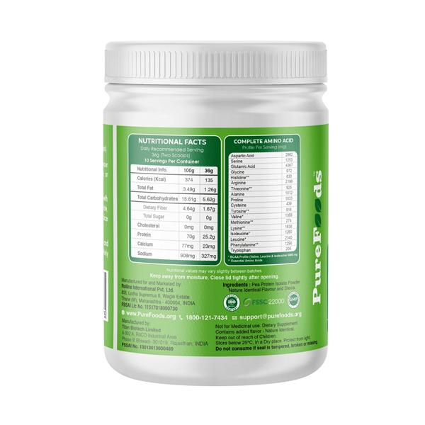 PureFoods PF Pea Protein Powder - Banana Flavour 360 gm - Protein Drink