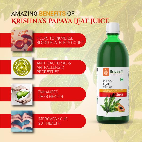 Krishna's Herbal & Ayurveda Papaya Leaf Juice 500 ml - Ayurvedic Juices