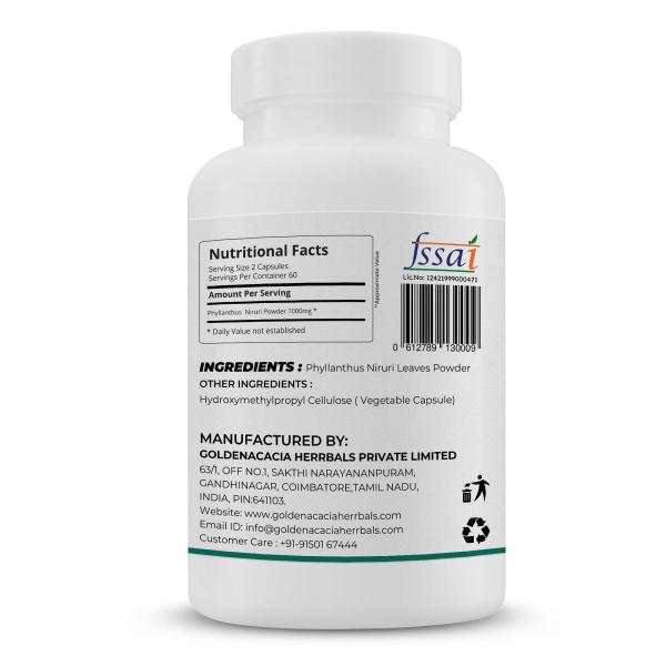 Goldenacacia Herrbals Phyllanthus Niruri 500 mg Capsule 120's - Pure Herbs
