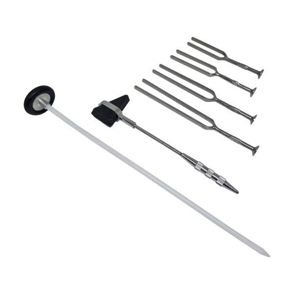 Netmeds | Sahyog Wellness Queen Square Pattern Knee Hammer and Percussion Knee Hammer with Tuning Fork (128 Hz/256 Hz/512 Hz/1024 Hz) - Set of 3's