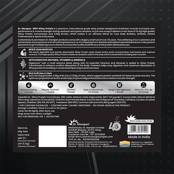 Dr. Morepen Muscle Food 100% Whey Protein Powder - Double Chocolate 1 kg - Whey Proteins
