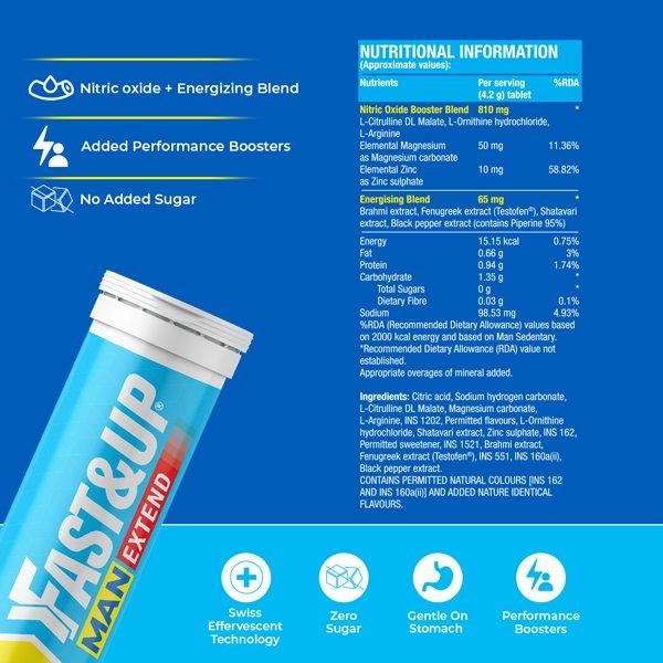 Fast&Up Man Extend Effervescent Tablet - Fizzy Peach Flavour 20's - Sexual Care