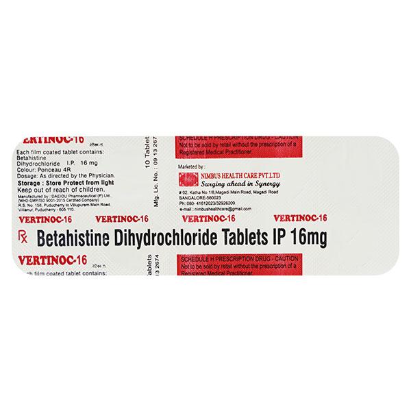 VERTINOC 16 Tablet 10's - Vertigo-Ant