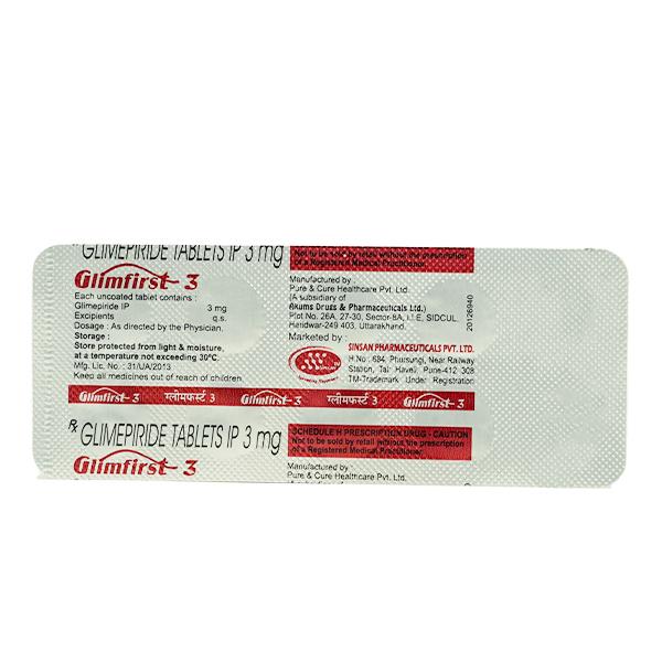 Glimfirst 3mg Tablet 10'S - Diabetes-Ant
