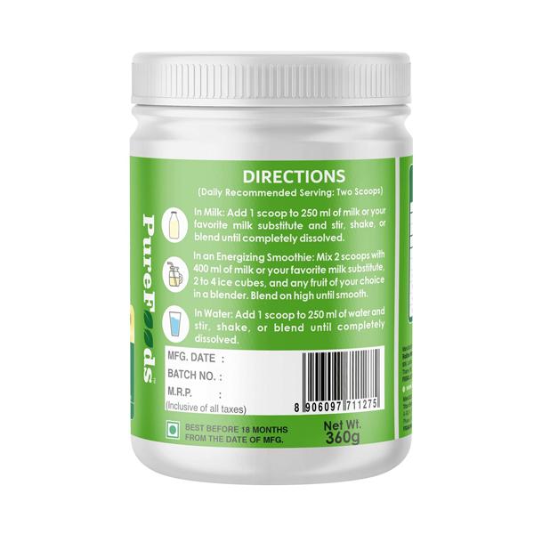 PureFoods PF Pea Protein Powder - Banana Flavour 360 gm - Protein Drink