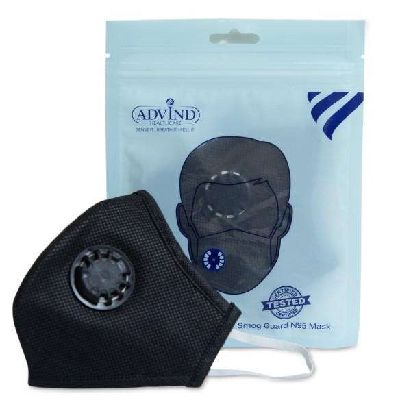 Netmeds | Smog Guard N95 Face Mask With One Valve (Adult Free Size) - Black (Pack of 1)