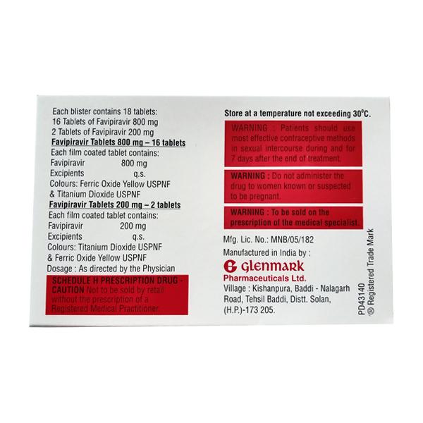 FABIFLU 800 CO PACK Tablet 18's - Viral infections-Ant