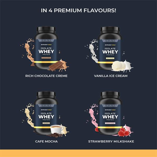 Nutrabay Gold Isolate Whey Protein Powder - Rich Chocolate Cream Flavour 1 kg - Whey Proteins