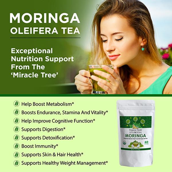 Organic Veda Premium Moringa Leaf Tea Bags 60's - Teas