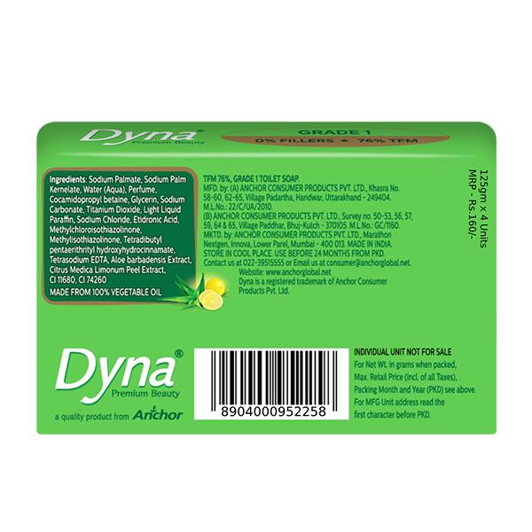 Dyna Beauty Soap - Lime & Aloe Vera Extracts  (Pack of 4 x 125 gm) - Soaps