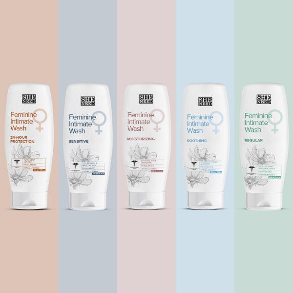 SheNeed Regular Feminine Intimate Wash 100% Natural with Thyme Extracts And Tea Tree Oil 200 ml - Intimate Care