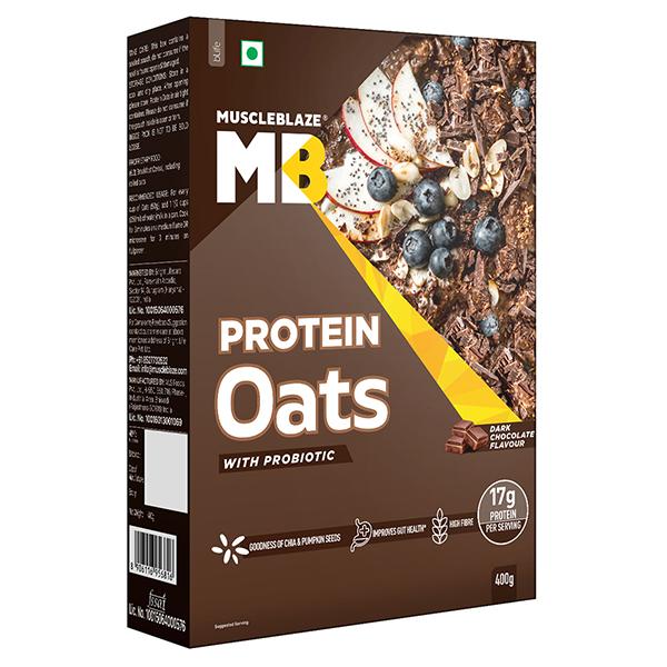 MuscleBlaze High Protein Oats - Dark Chocolate 400 gm - Nutritional Bars