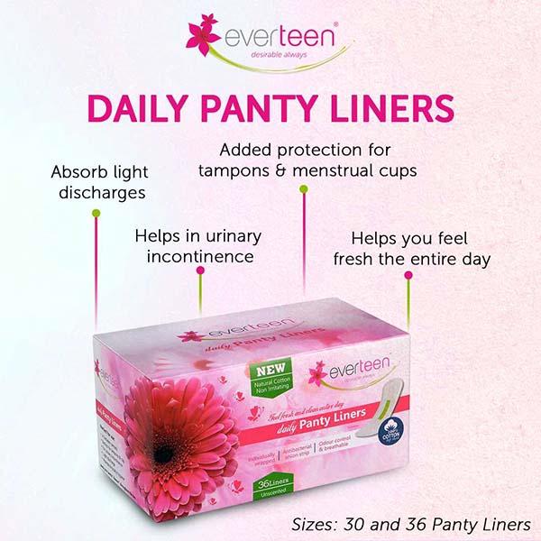 everteen Daily Panty Liners With Antibacterial Strip for Light Discharge & Leakage in Women - 1 Pack (36pcs) 1's - Panty Liners