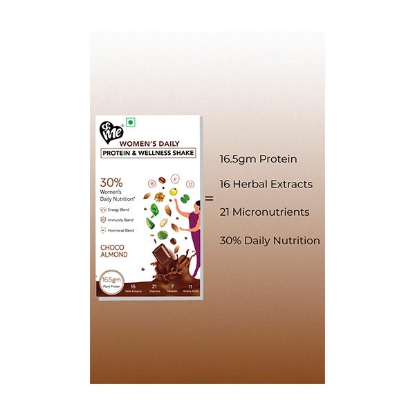 &Me Women's Daily Protein & Wellness Shake Powder - Choco Almond (Pack of 9 x 16.5 gm) - Health Products