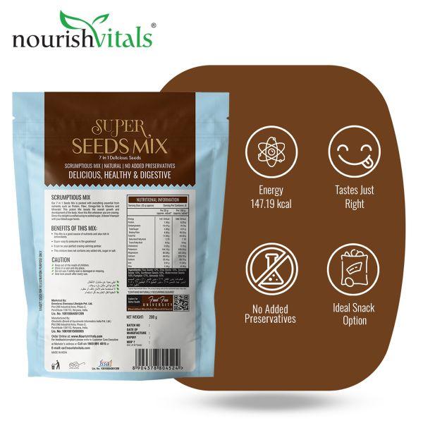 NourishVitals 7 in 1 Super Seeds Mix 200 gm - Nutritional Bars