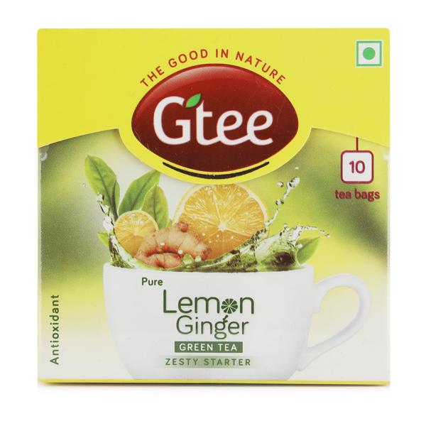 Netmeds | GTEE Green Tea Bags - Lemon & Ginger 10's