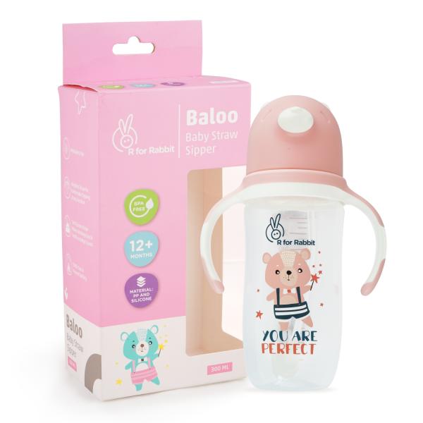 Netmeds | R for Rabbit Baloo Baby Straw Sipper 300 ml - Pink