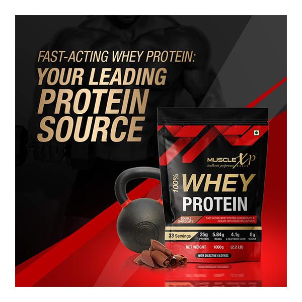 MuscleXP 100% Whey Protein Powder - Double Chocolate Flavour (Pack of 2 x 1 kg) - Whey Proteins