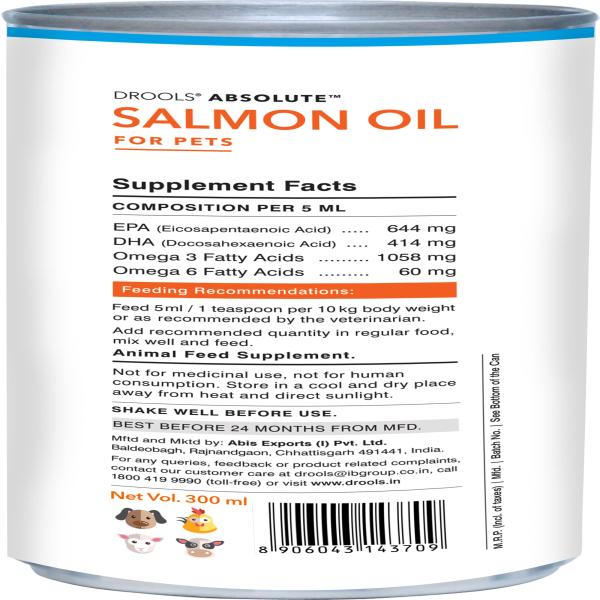 Drools Absolute Salmon Oil Syrup- Dog Supplement 300 ml - Petfood